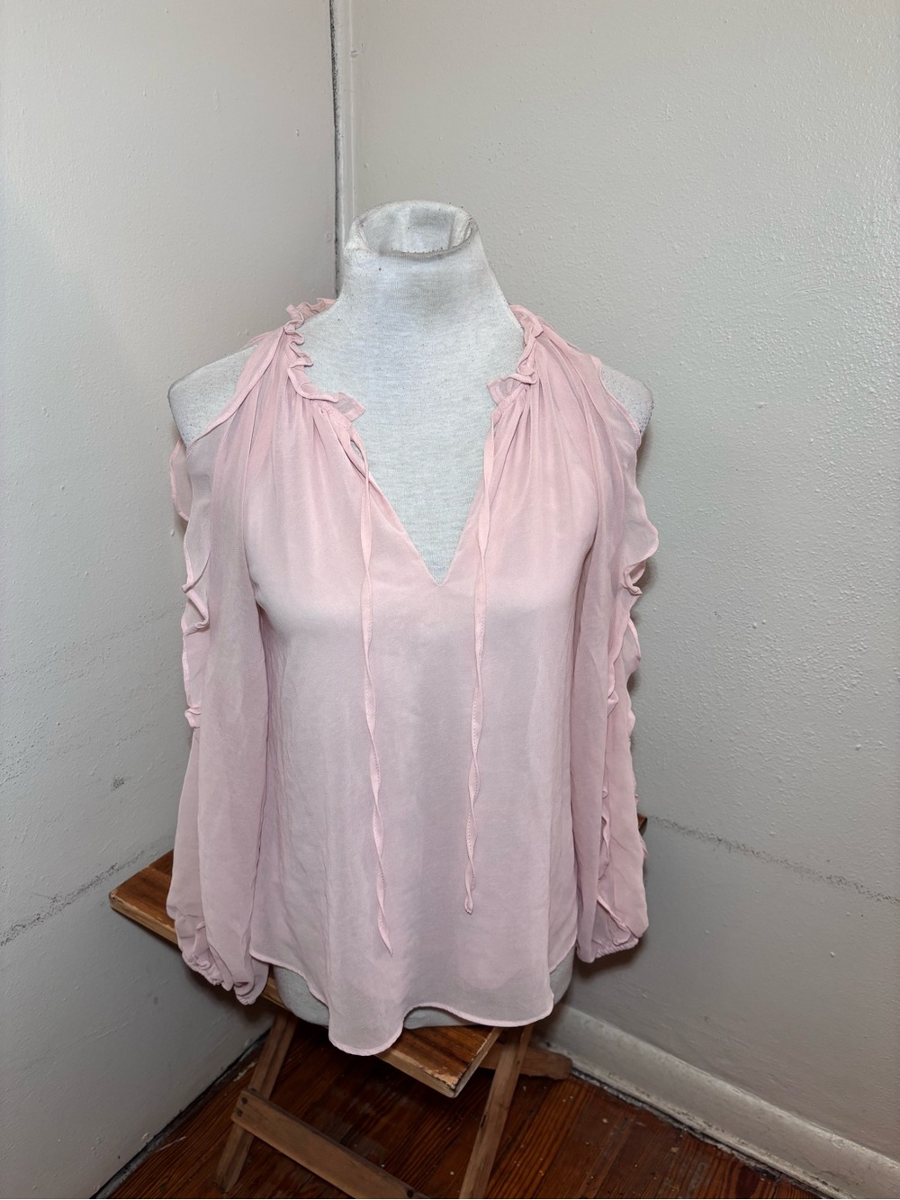 1 State Cold Shoulder Ruffle Sleeve Blouse - Picture 2 of 11